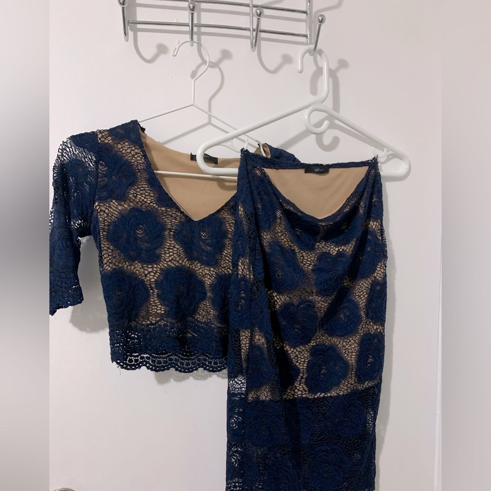 Gilbert blue two piece skirt set